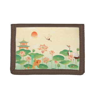 Japanese Garden Koi Pond and Waterlilies Art Trifold Wallet