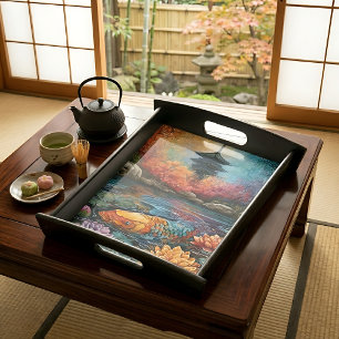 Japanese Garden Koi Pond Decorative Serving Tray