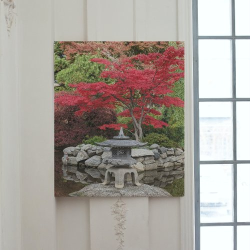 Japanese Garden Lantern and Red Leaves Gallery Wrap