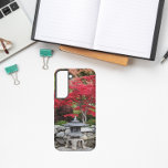 Japanese Garden Lantern and Red Maple Leaves Samsung Galaxy S22 Case<br><div class="desc">Protect your Samsung Galaxy S22 phone with this durable phone case that features the photo image of a Japanese garden lantern and red Maple leaves. A lovely,  floral design! Select your phone style. NOTE: You may need to edit and adjust image as necessary when changing phone style.</div>