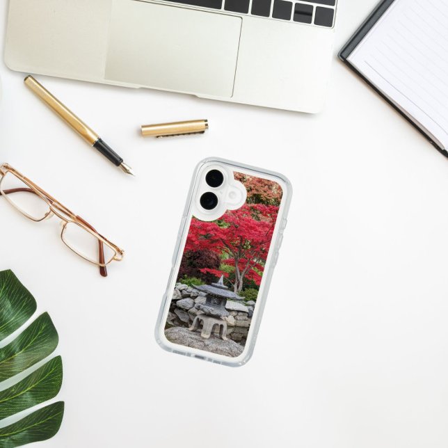 Japanese Garden Lantern and Red Maple Leaves Speck iPhone Case (In Situ)