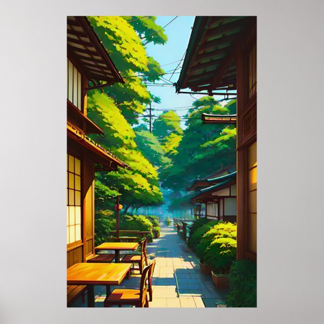 Japanese Garden Outdoor Cafe Poster (Front)