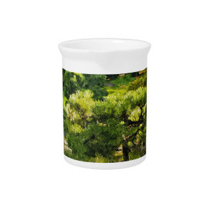 Japanese Garden Painting Effect Landscape Beverage Pitcher
