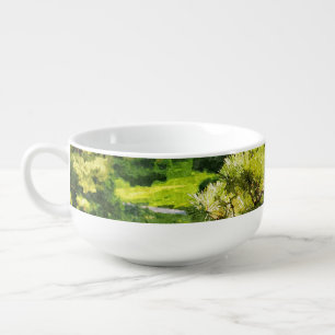 Japanese Garden Painting Effect Landscape Soup Mug
