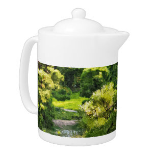 Japanese Garden Painting Effect Landscape Teapot