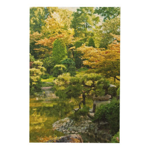 Japanese Garden Painting Effect Landscape Wood Wall Art