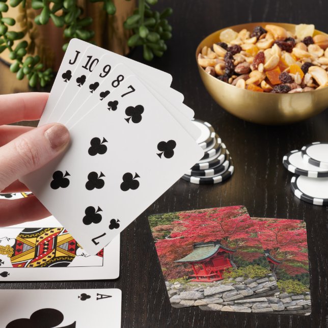 Japanese Garden Shrine and Autumn Leaves Poker Cards (In Situ)