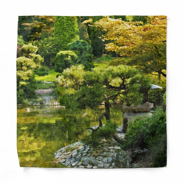 Japanese Garden - Traditional Aesthetic Bandana (Front)