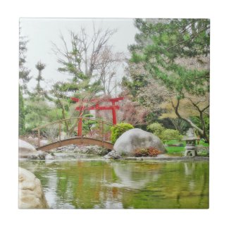 JAPANESE GARDEN WITH BRIDGE AND TORII (RED GATE)