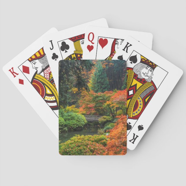 Japanese Gardens In Autumn In Portland, Oregon 5 Poker Cards (Back)