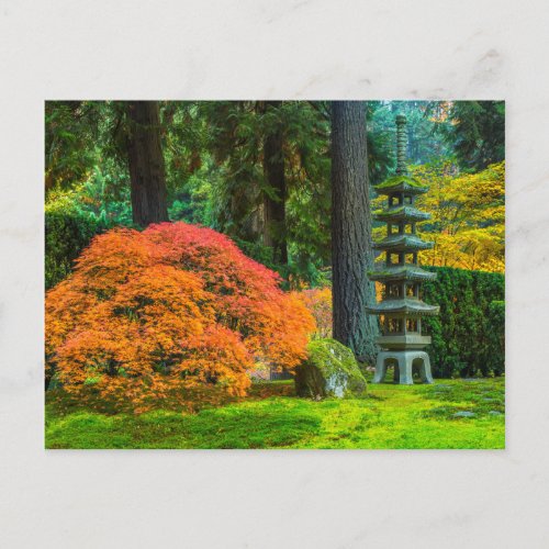 Japanese Gardens In Autumn In Portland Oregon Postcard