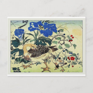 Japanese Geese Woodblock Art Ukiyo-E Vintage Postcard