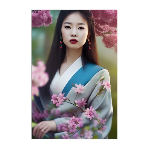 Japanese Geisha  AI Created Photo Realistic Style Acrylic Print