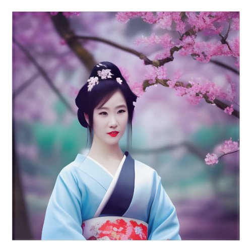 Japanese Geisha  AI Created Photo Realistic Style Acrylic Print