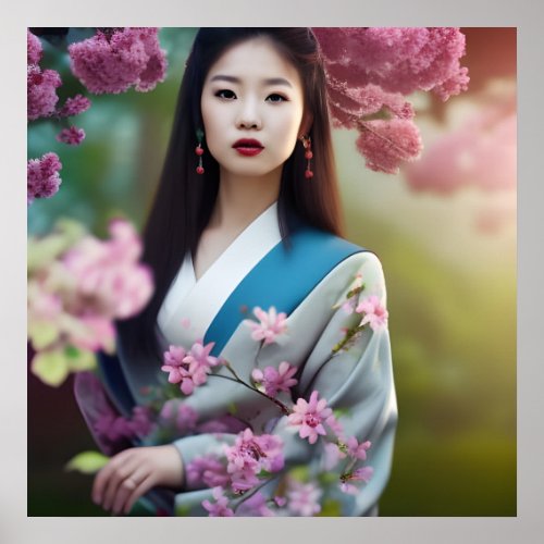Japanese Geisha  AI Created Photo Realistic Style Poster
