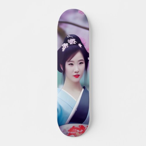 Japanese Geisha  AI Created Photo Realistic Style Skateboard