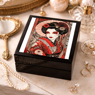 Japanese Geisha Art Red and Black Ukiyoe Gift Box