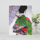 Japanese Geisha art with kimono and umbrella (Standing Front)
