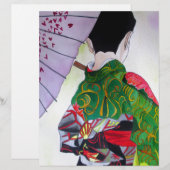 Japanese Geisha art with kimono and umbrella (Front/Back)