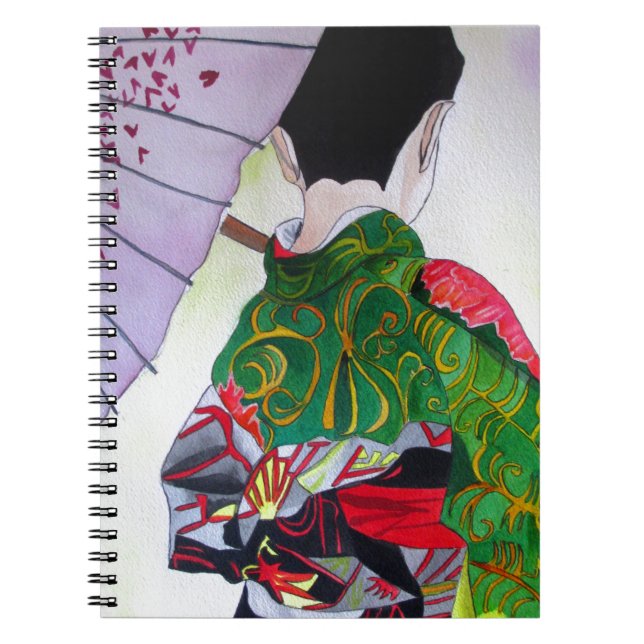 Japanese Geisha art with kimono and umbrella Notebook (Front)