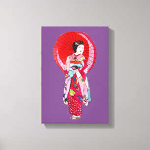 Japanese Geisha art with umbrella Canvas Print