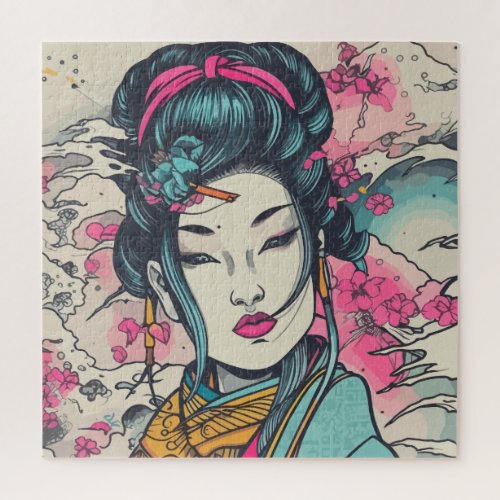 Japanese Geisha Asian Vintage Art Jigsaw Puzzle