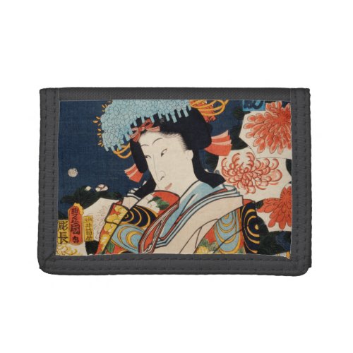 Japanese Geisha Asian Vintage Art Orient Colorful Trifold Wallet