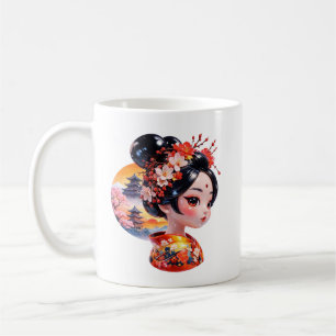 Japanese Geisha Cherry Blossom Art Coffee Mug