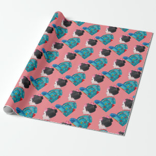Japanese Geisha cherry blossom cute art Wrapping Paper