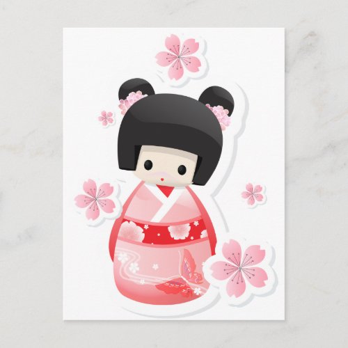 Japanese Geisha Doll _ buns series Postcard