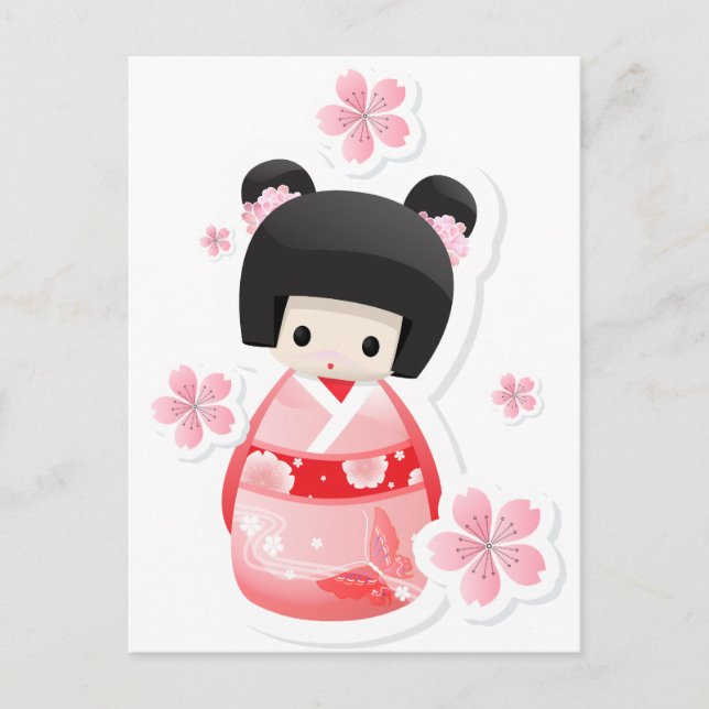 Japanese Geisha Doll - buns series Postcard (Front)