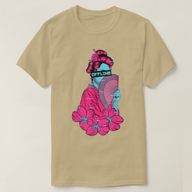 Japanese Geisha EGirl Vaporwave Cyberpunk Aestheti T-Shirt (Design Front)