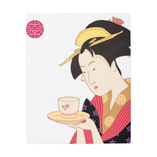 Japanese Geisha Girl - Metal Wall Art