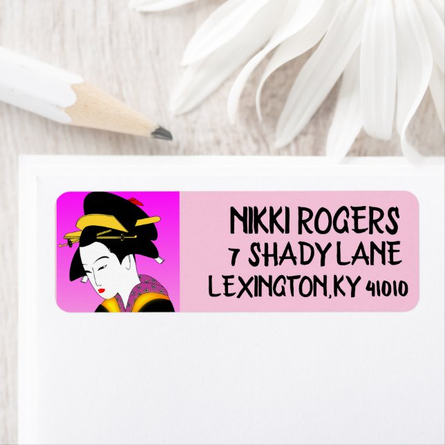 JAPANESE GEISHA GIRL RETURN ADDRESS LABELS (Insitu)