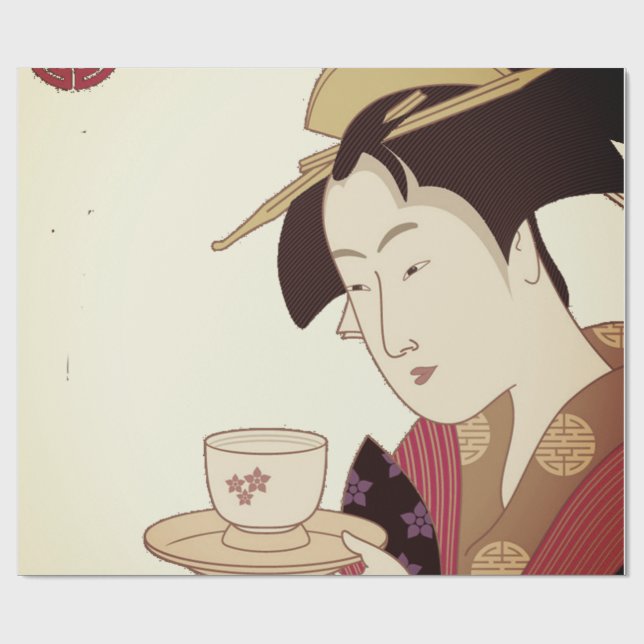 Japanese Geisha Girl  Wrapping Paper (Flat)