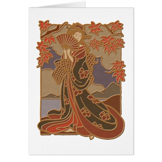 Japanese Geisha in Kimono Asian Bamboo Art (Front)