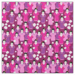 Japanese Geisha in Kimono&#39;s Pink Patterned Fabric