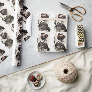 Japanese Geisha Ink Art Sakura Floral -  Wrapping Paper