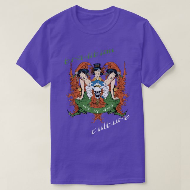 Japanese Geisha Kawaii Girl Kimono Samurai T-Shirt (Design Front)