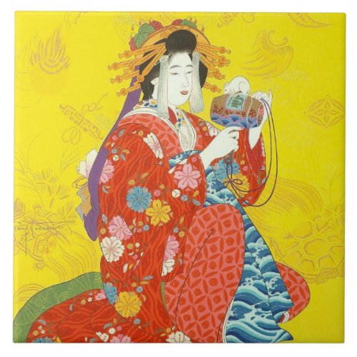 Japanese Geisha Lady Ceramic Tile