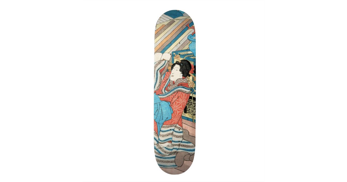 Japanese geisha maiko ukiyoe vintage oriental skateboard