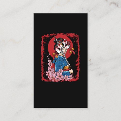 Japanese Geisha Mask Sword Japan Business Card