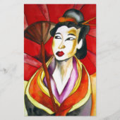 Japanese Geisha original art watercolor painting (Front)