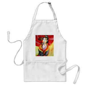 Japanese Geisha original art watercolor painting Adult Apron