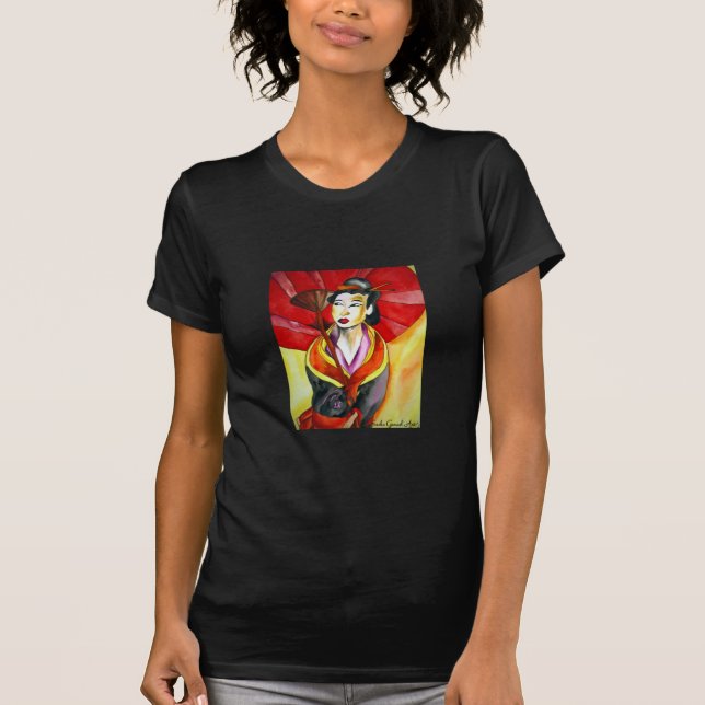 Japanese Geisha original art watercolor painting T-Shirt (Front)