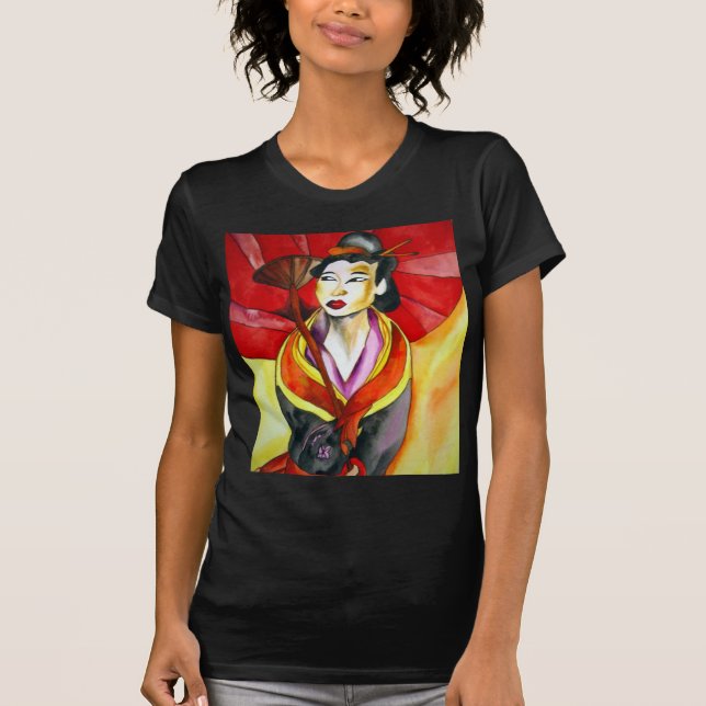Japanese Geisha original art watercolor painting T-Shirt (Front)