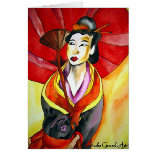 Japanese Geisha original watercolor art painting