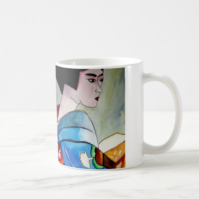 Japanese Geisha original watercolor art painting Coffee Mug (Right)