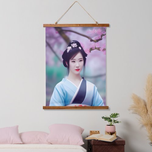 Japanese Geisha Tree AI Created Photo Style Hanging Tapestry