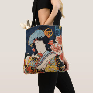 Japanese Geisha Vintage Art Asian Orient Colorful Tote Bag